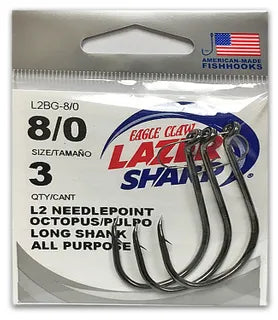 EAGLE CLAW LAZER SHARP L2 NEEDLEPOINT OCTOPUS HOOKS