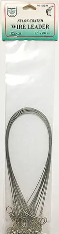 DOLPHIN 12" NYLON COATED WIRE LEADER 30LB 12PK